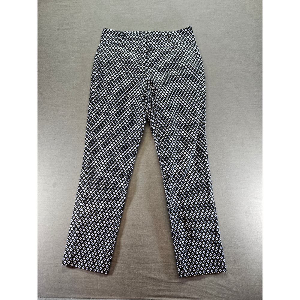 White House Black Market Geometric Diamond Print Slim Ankle Pants Blue Black 2